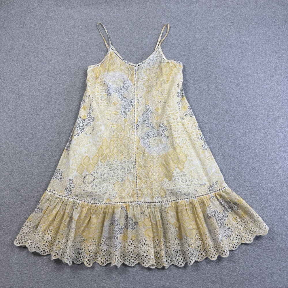 Rachel Zoe Yellow Sleeveless‎ Embroidered Summer Dress Women Small Boho Festival